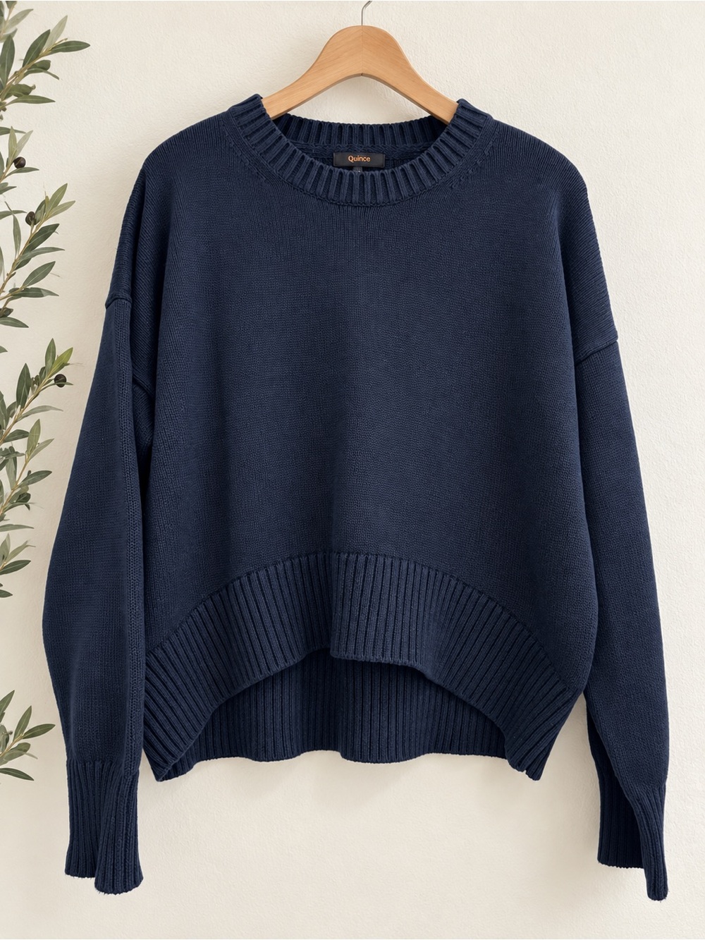 Quince 100% Organic Cotton Boyfriend Crew Sweater Navy Size S